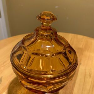 Vintage Amber Westmorland Thumbprint Pedestal Candy Dish